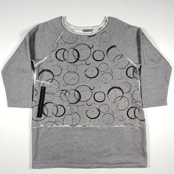 Chalet Et Cici Women’s L Gray Long Tunic Top Asymmetrical Pocket Art Wear Shirt - Picture 1 of 11